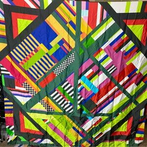 Sassy Jones Red and Blue Geometric Scarf